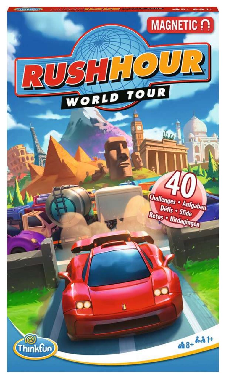 ThinkFun Rush Hour World Tour Magnetic Travel Puzzle Travel Game